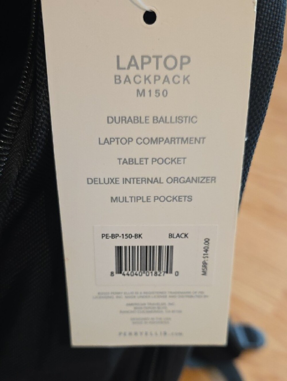 Perry Ellis Portfolio Black Backpack - Picture 9 of 11